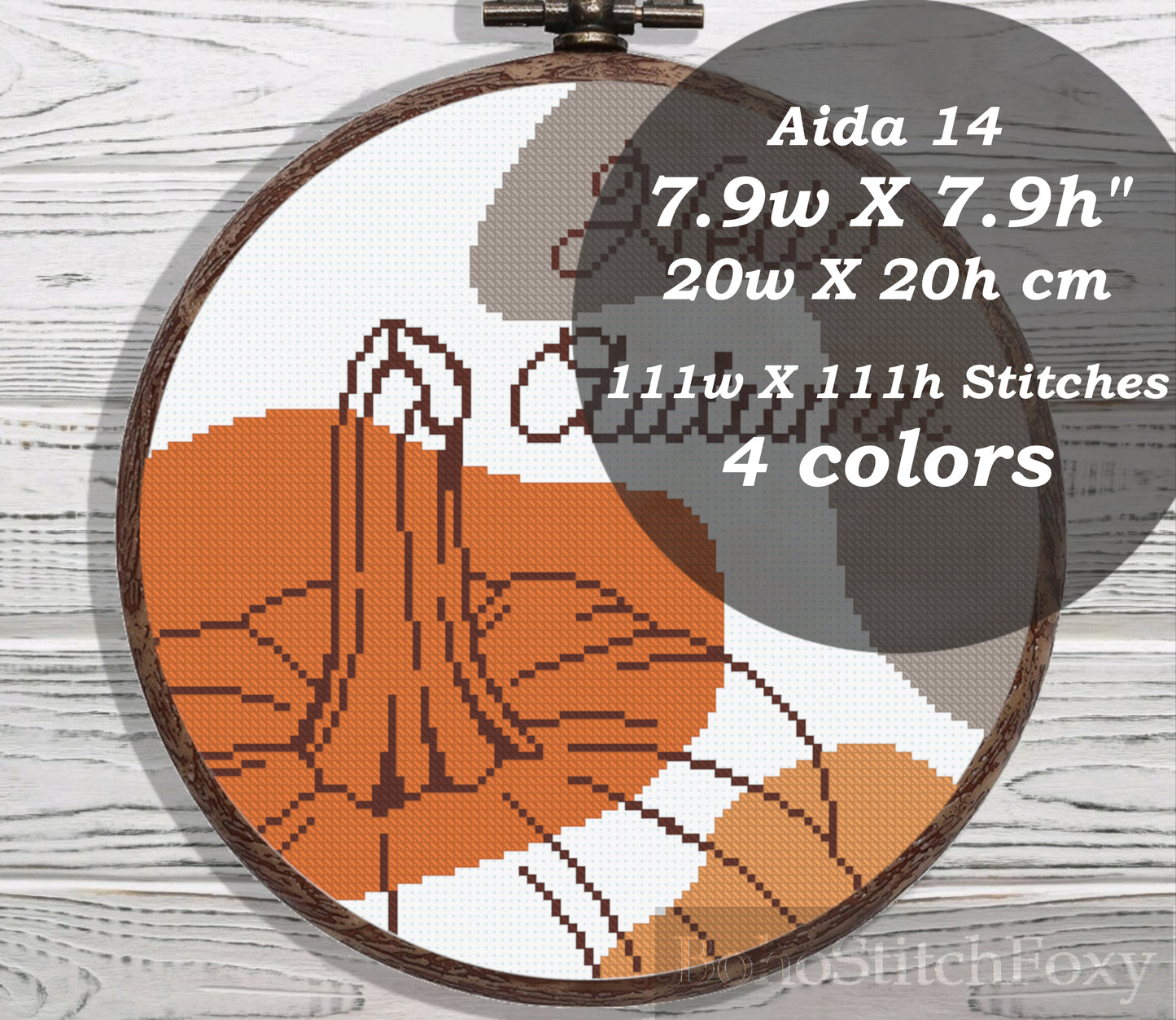 Hello Autumn pumpkin boho cross stitch pattern
