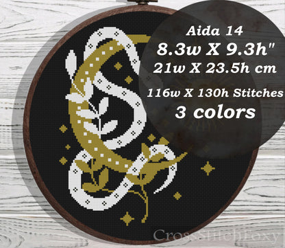 Magic Snake Moon cross stitch pattern