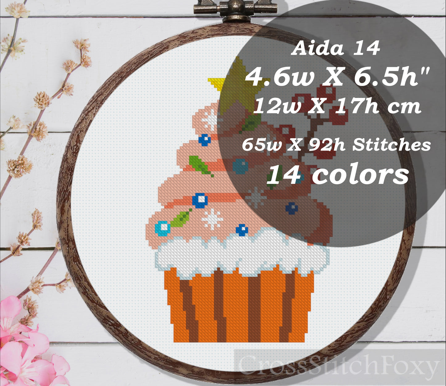 Christmas cupcake cross stitch pattern