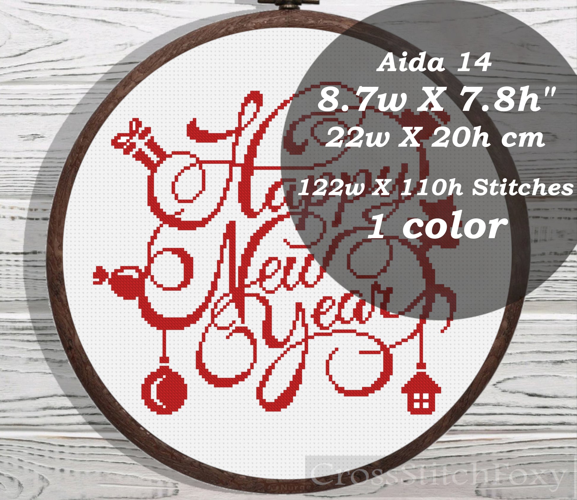 Happy New Year Lettering cross stitch pattern
