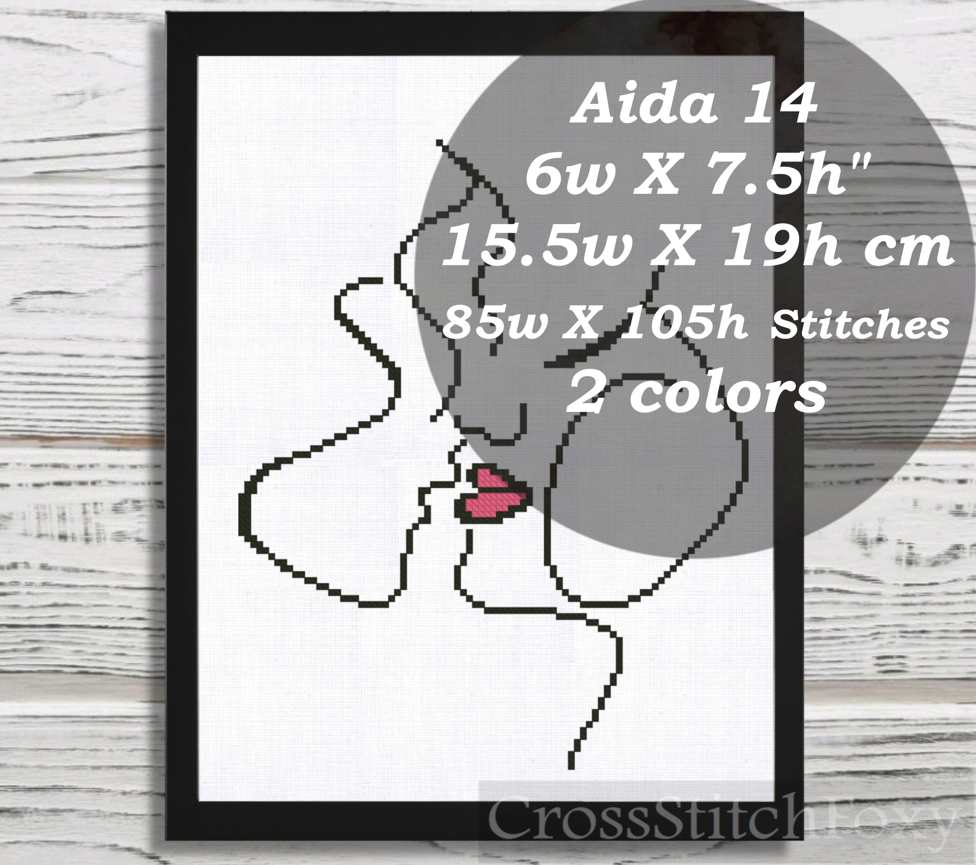 Kissing Couple Line Art cross stitch pattern