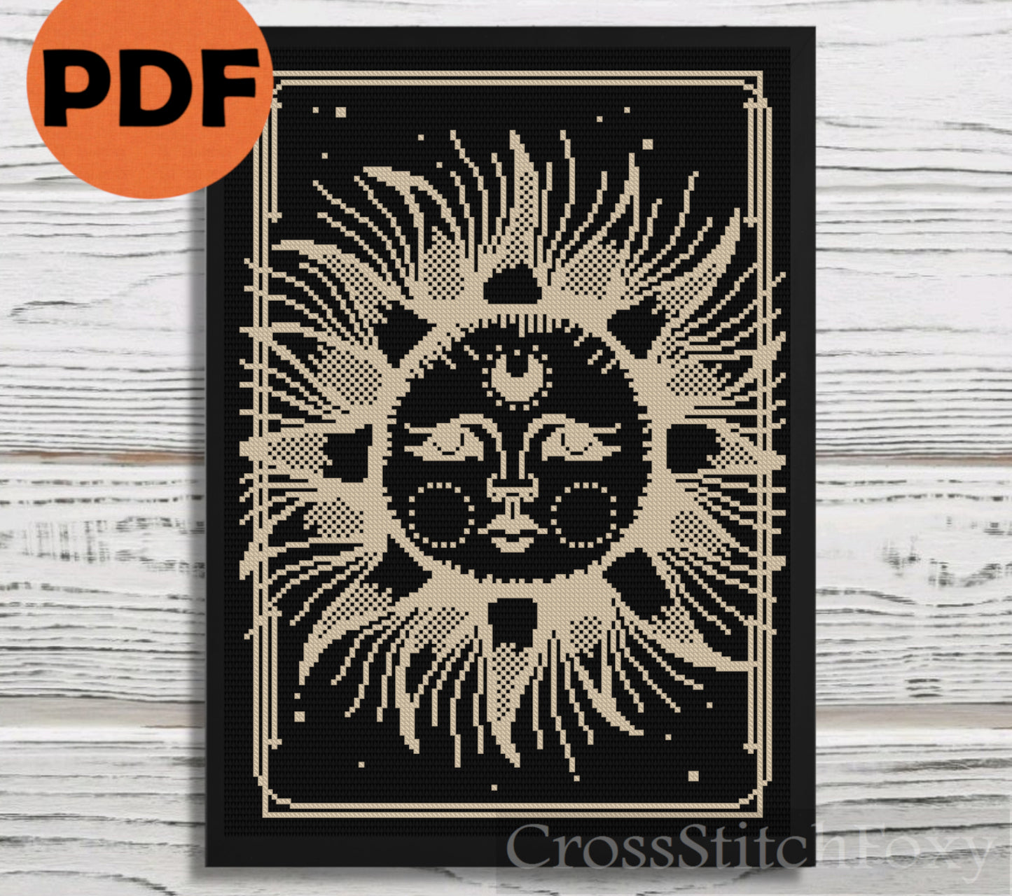 Boho Witchy Sun cross stitch pattern