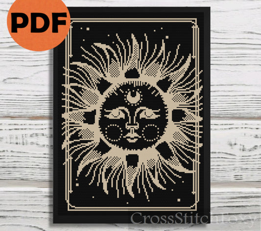 Boho Witchy Sun cross stitch pattern