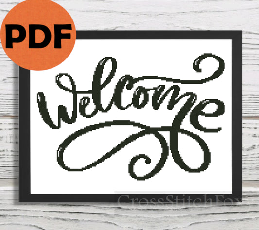 Welcome sign cross stitch pattern