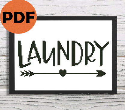 Laundry Room Sign cross stitch pattern