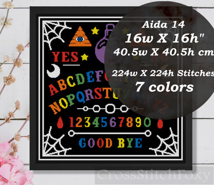 Ouija board cross stitch pattern