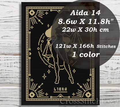 Female Zodiac Libra Sign cross stitch pattern