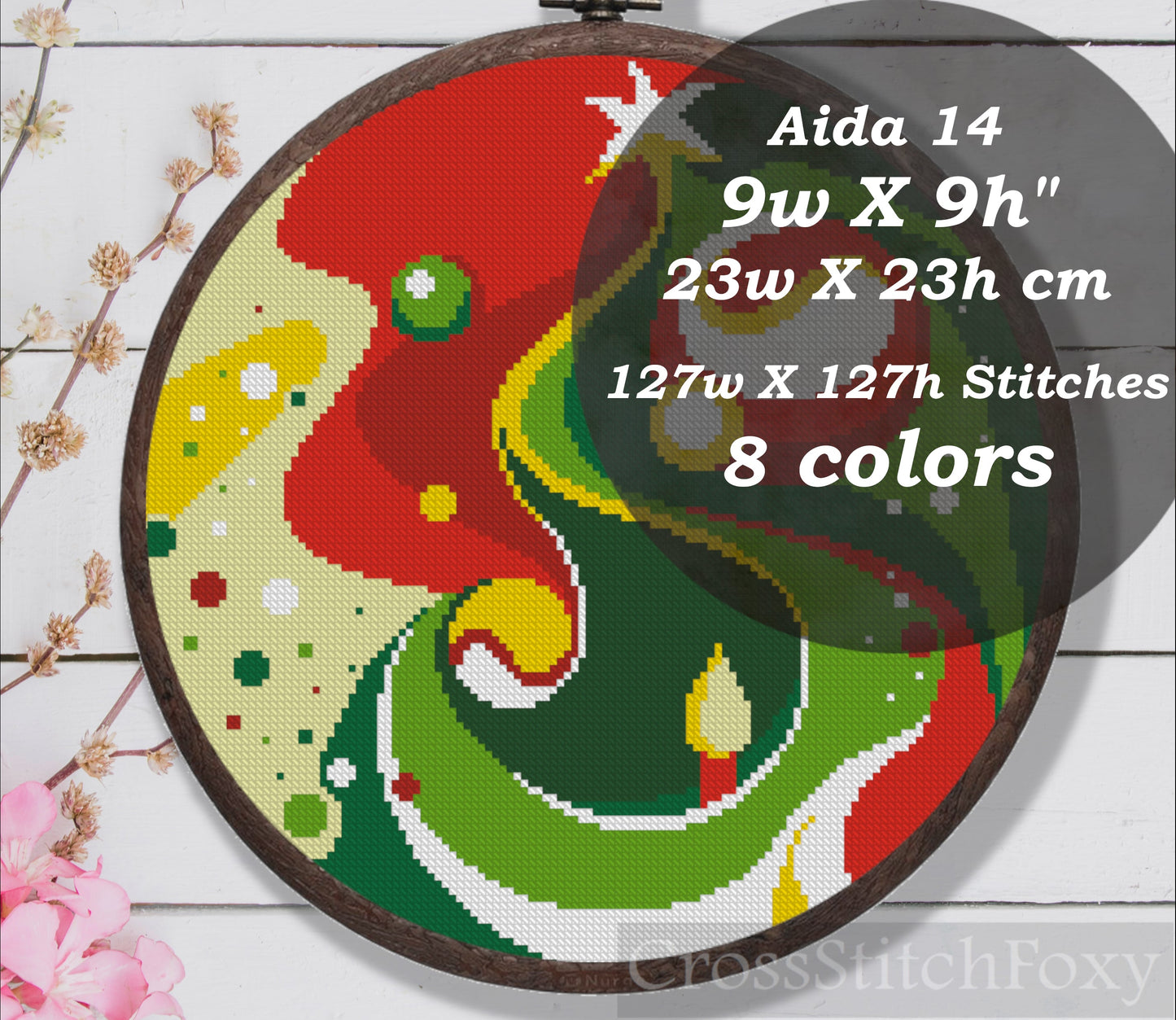 Abstract Christmas tree ornament cross stitch pattern