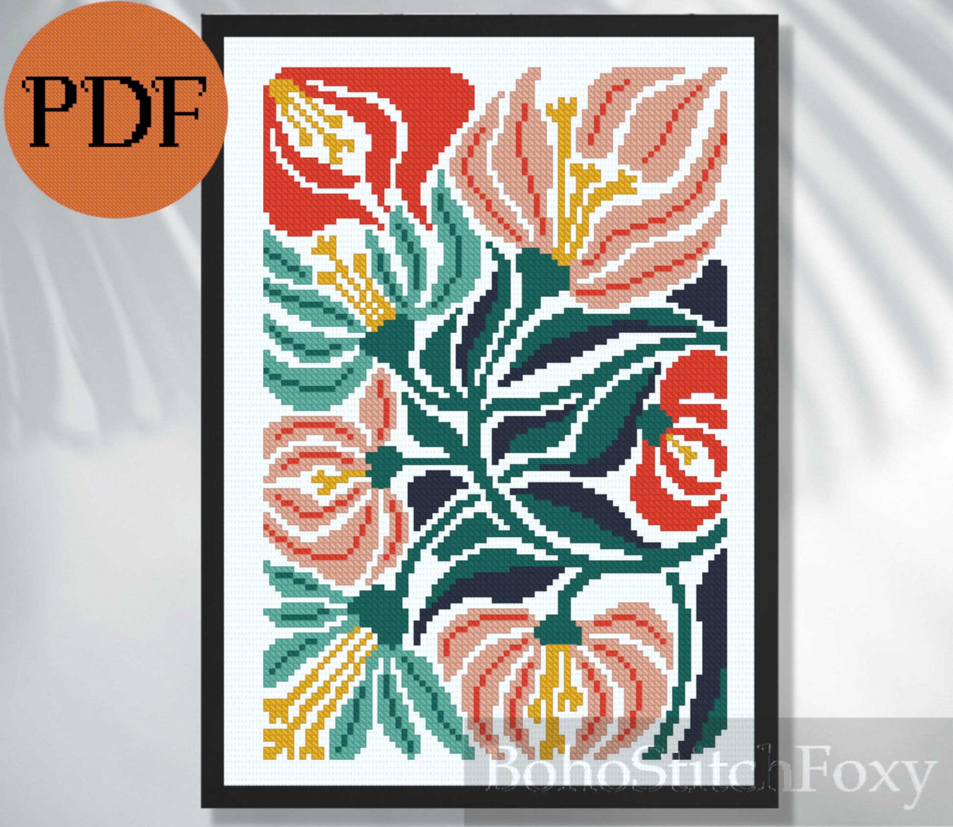 Abstract Floral Cross Stitch Pattern