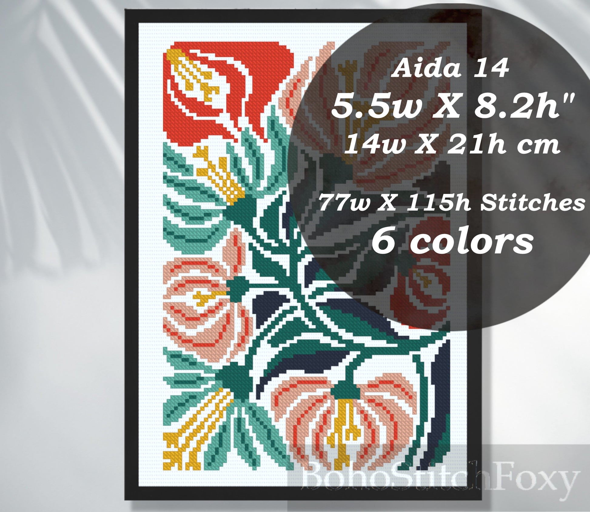 Abstract Floral Cross Stitch Pattern