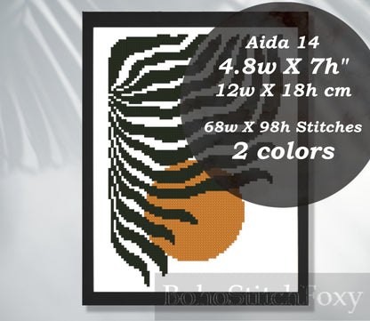 Abstract Leaves Sunset Matisse Style Cross Stitch Pattern