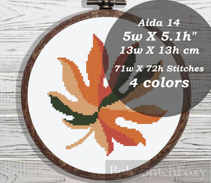 Abstract geometric leaf cross stitch pattern