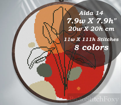 Abstract leaves cross stitch pattern