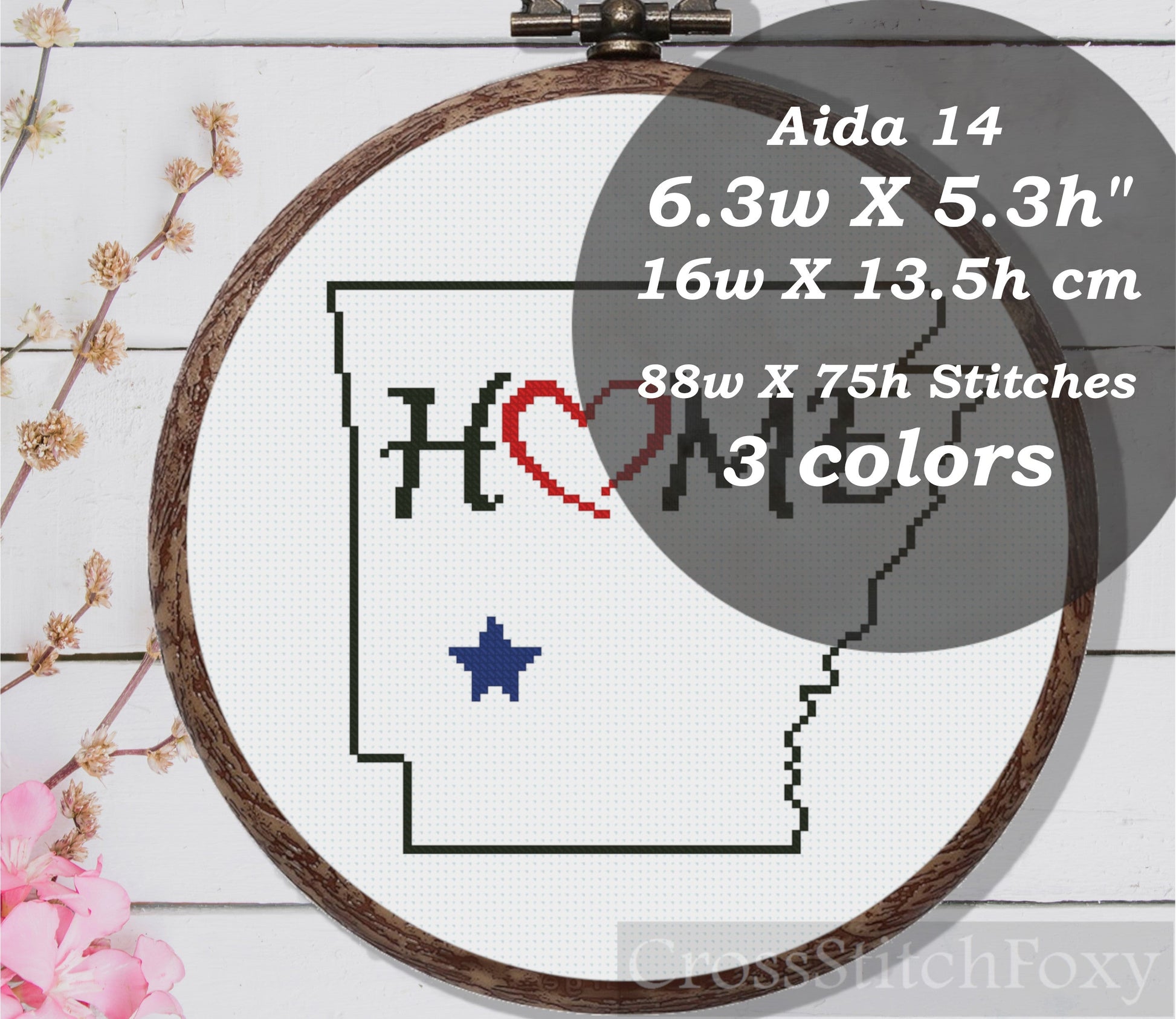 Arkansas Home Sign US State Cross Stitch Pattern