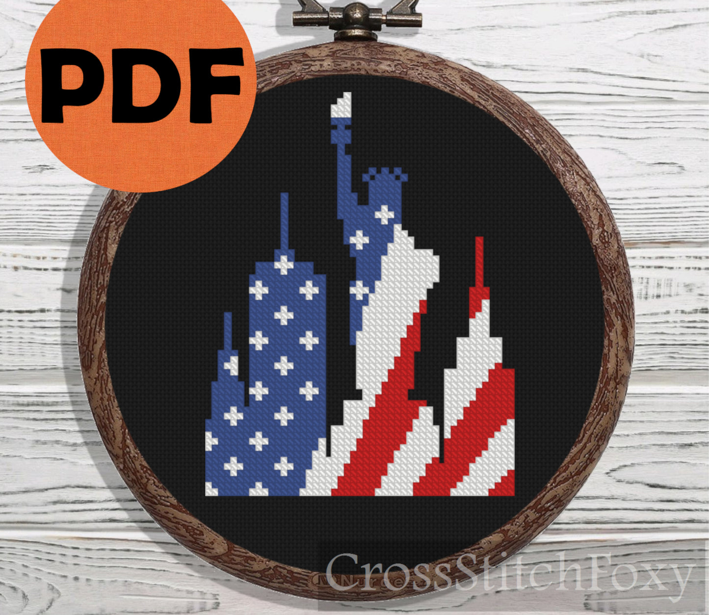 NYC Patriotic Flag Mini cross stitch pattern