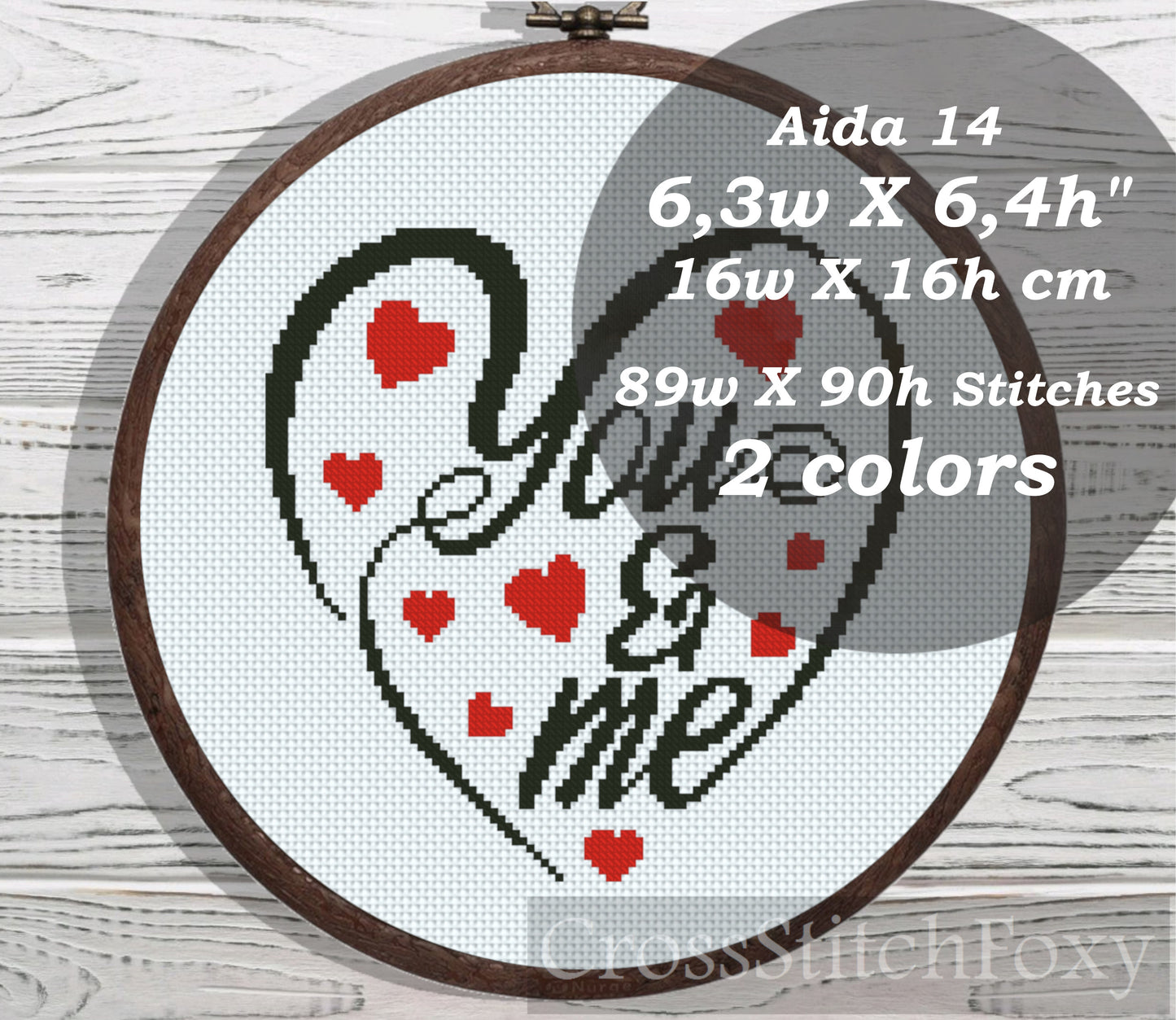 You & Me Heart cross stitch pattern