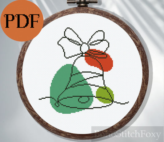 Christmas bell boho cross stitch pattern