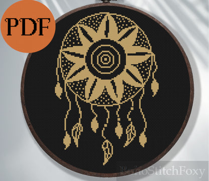 Sunflower Mystical Dreamcatcher Cross Stitch Pattern PDF
