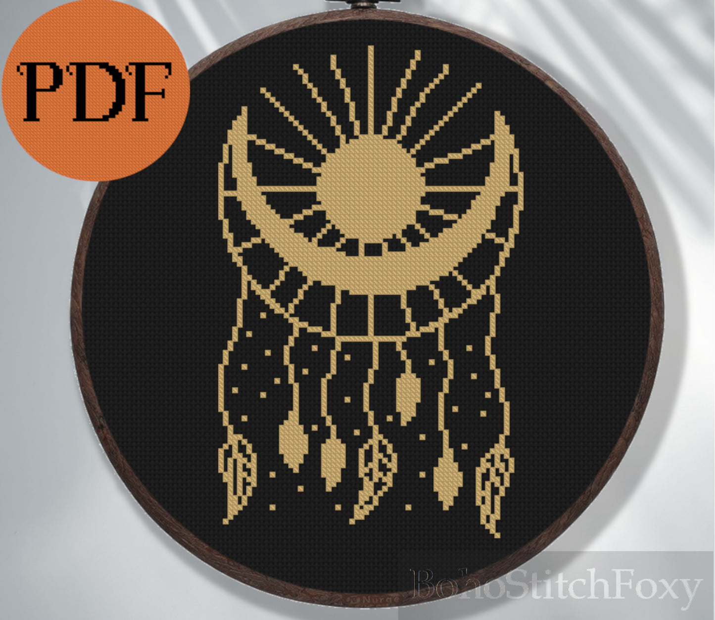 Sun Moon Mystical Dreamcatcher Cross Stitch Pattern PDF