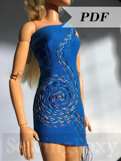 Barbie Doll Blue Dress Sewing Pattern