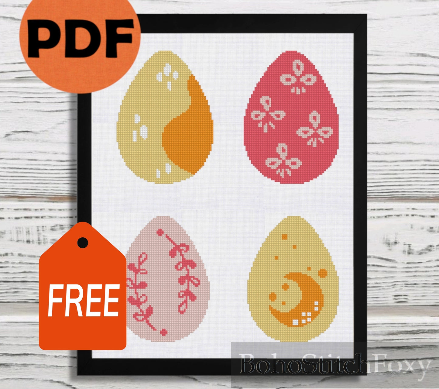 Boho Easter Eggs cross stitch pattern