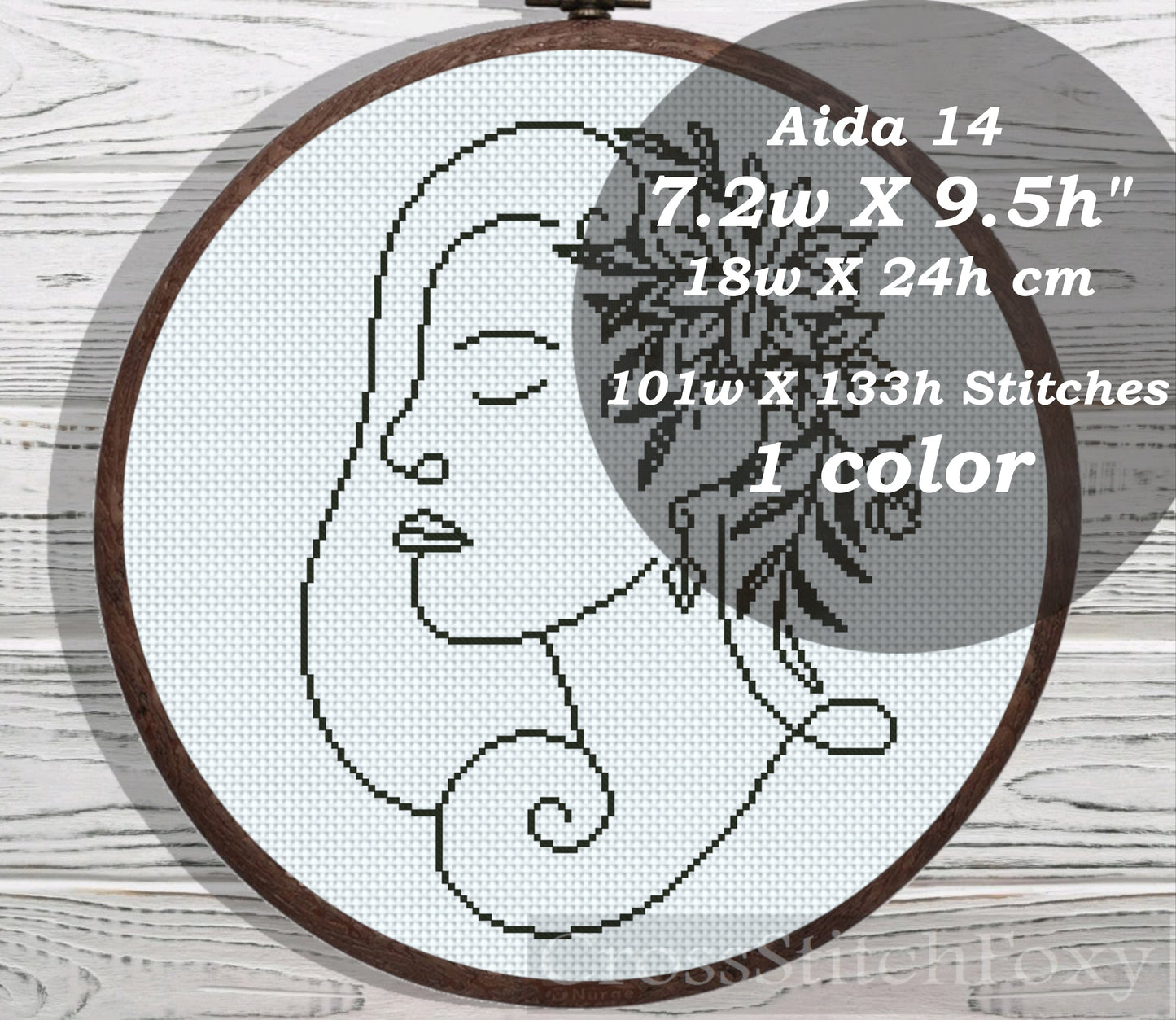Boho Female Portrait cross stitch pattern