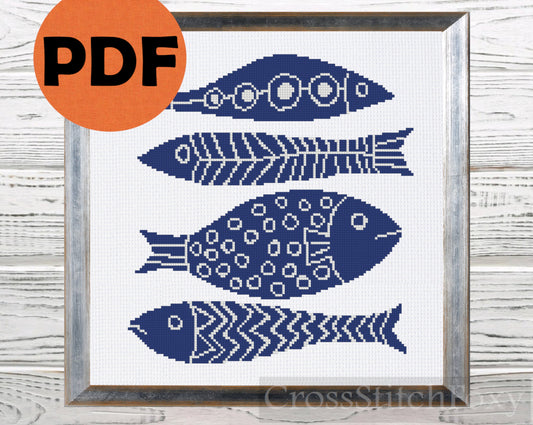 Boho Fish cross stitch pattern