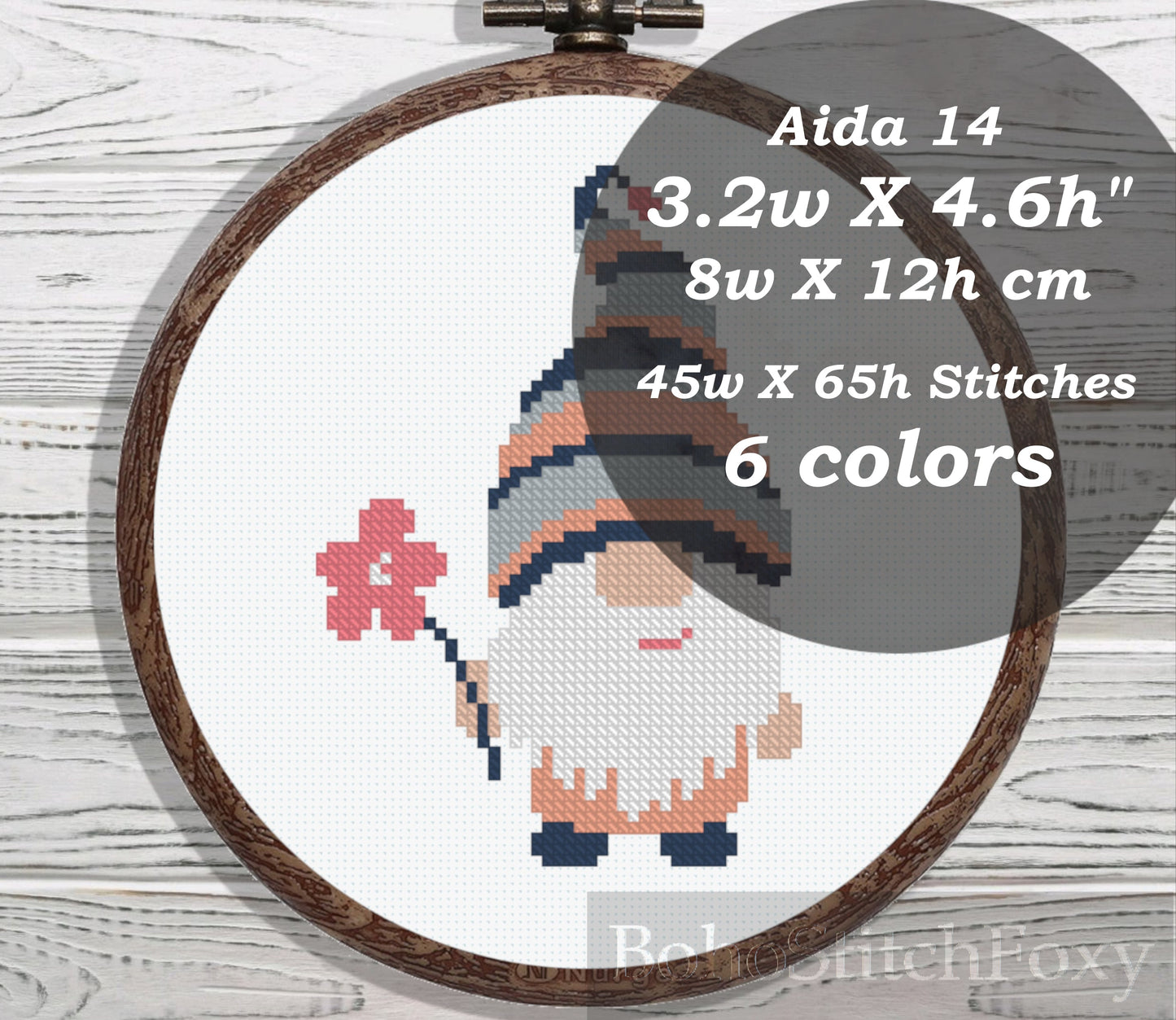 Boho Gnome With Flower cross stitch pattern