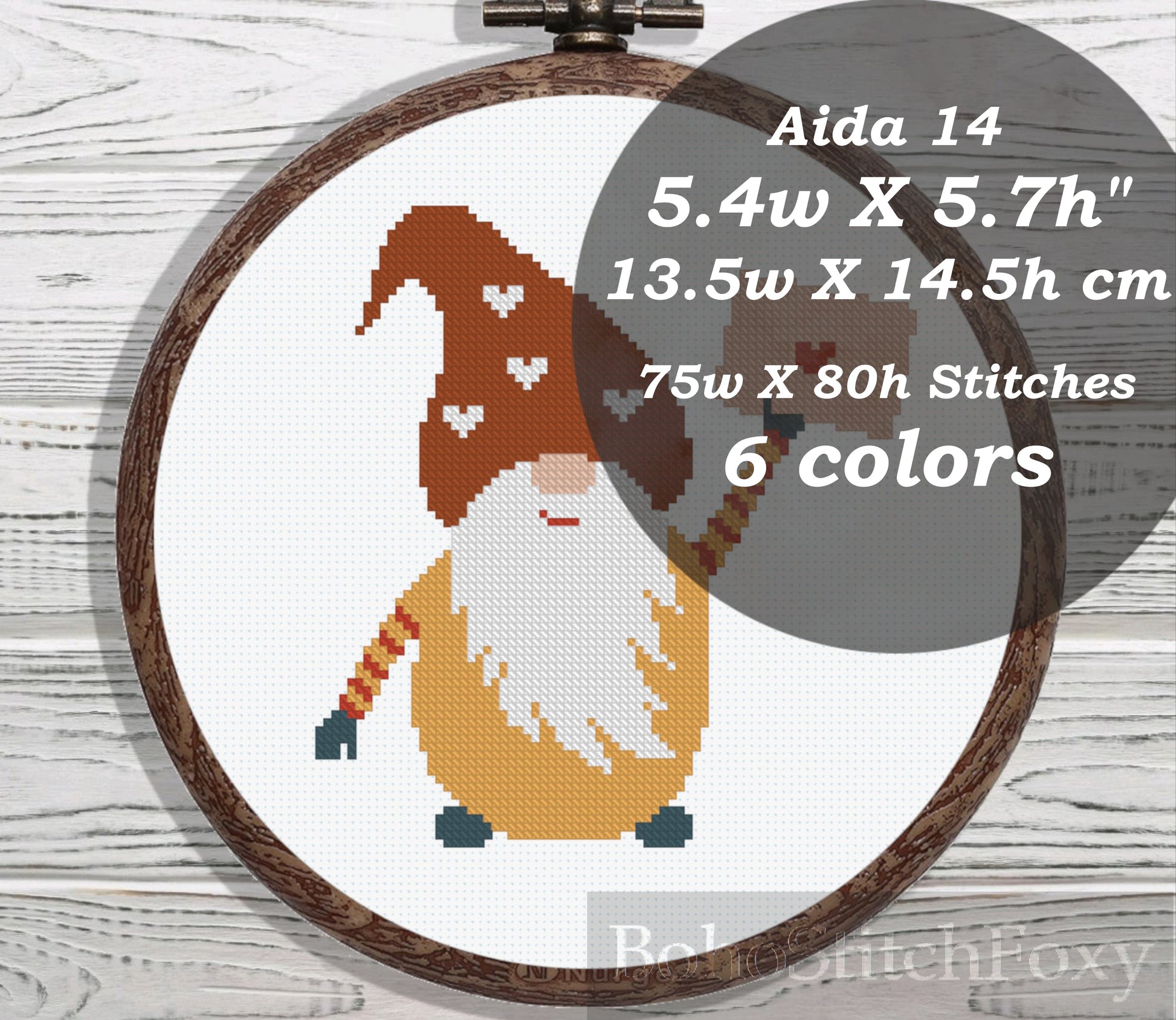 Boho Gnome With Love Letter cross stitch pattern