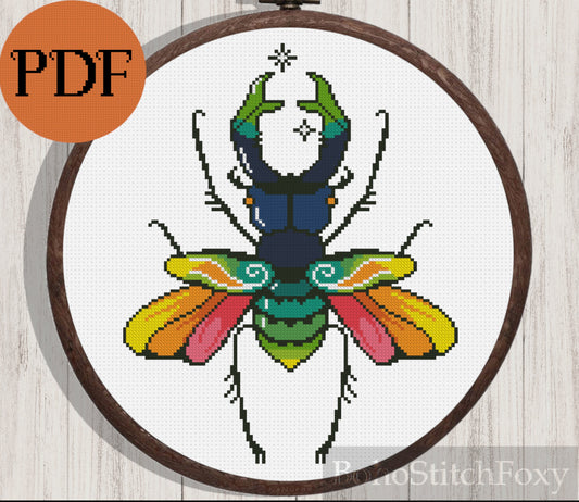 Boho bug cross stitch pattern