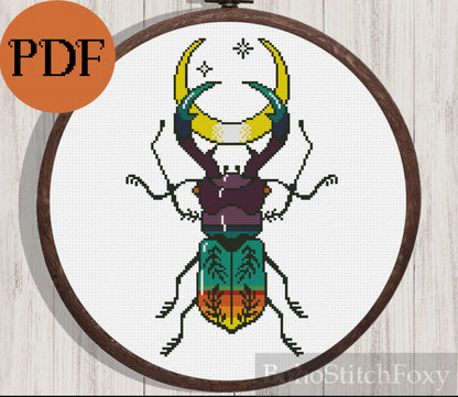 Boho bug cross stitch pattern