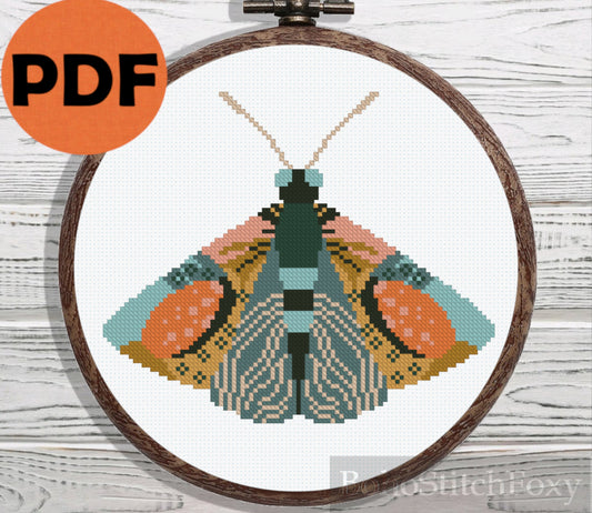 Boho butterfly cross stitch pattern
