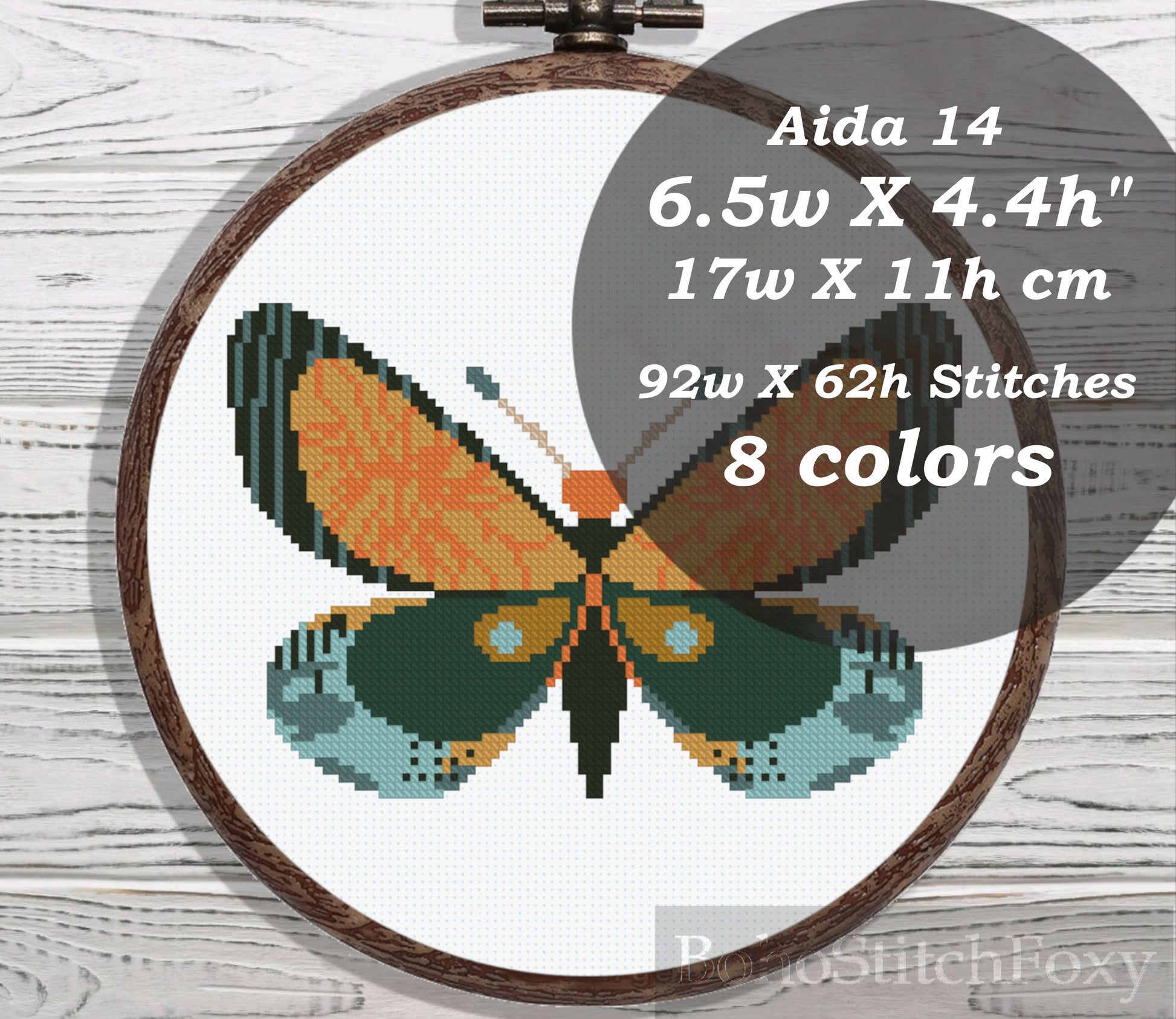 Boho butterfly cross stitch pattern