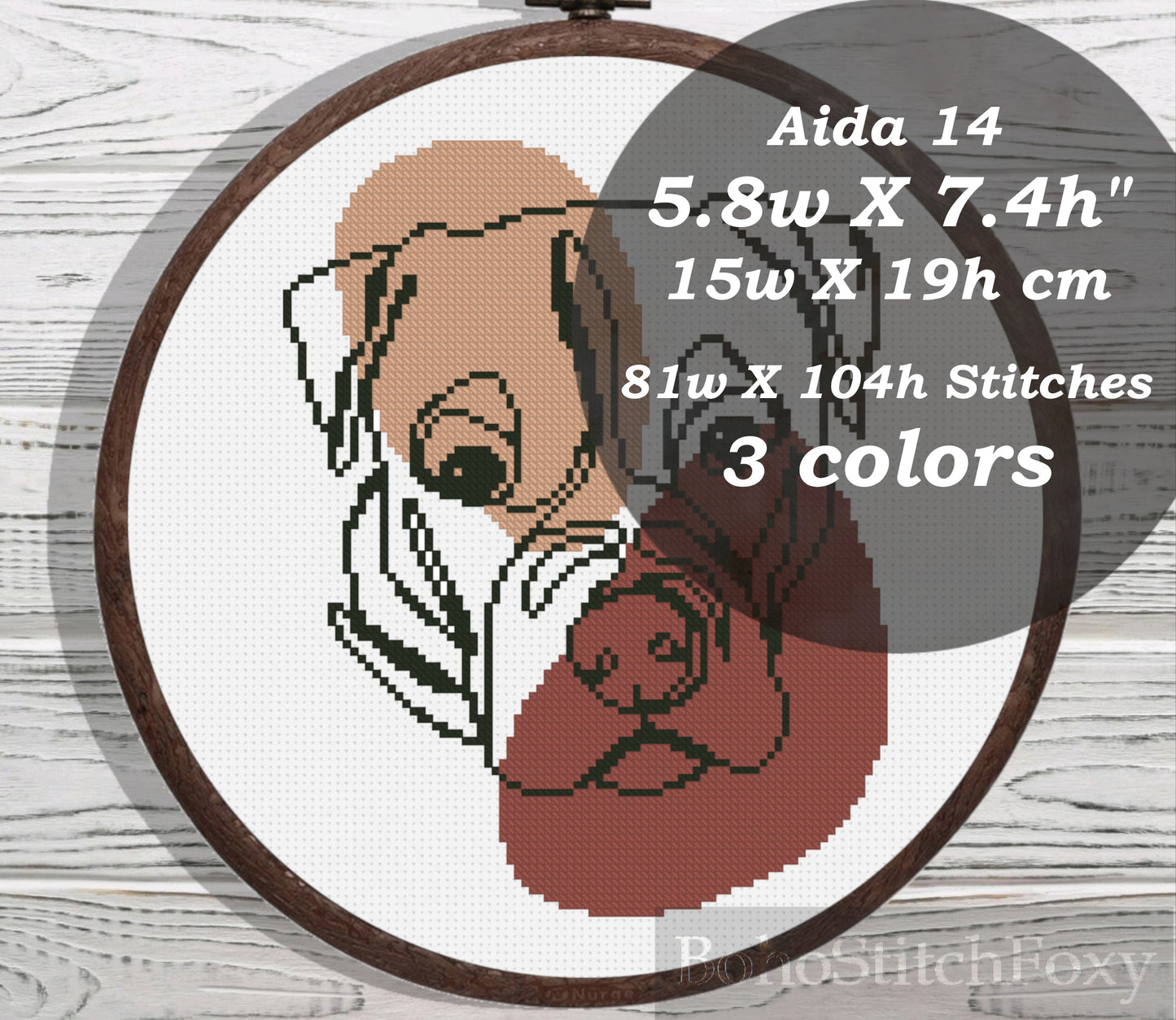 Boho dog portrait cross stitch pattern