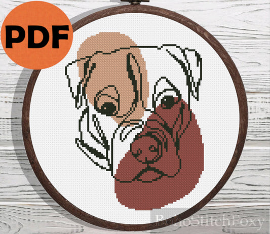 Boho dog portrait cross stitch pattern