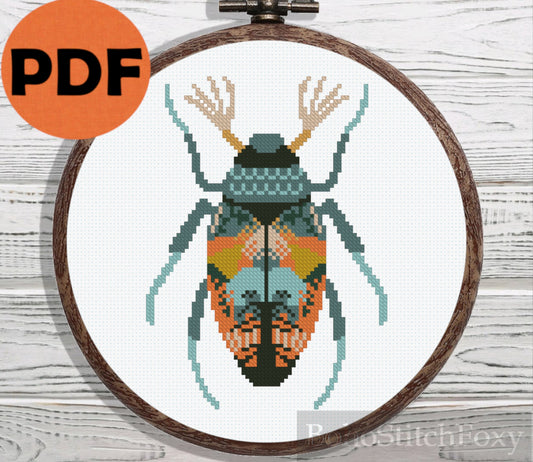 Boho insect cross stitch pattern