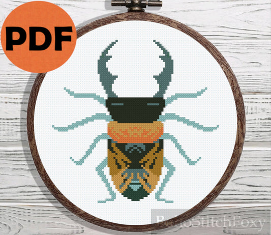 Boho insect cross stitch pattern