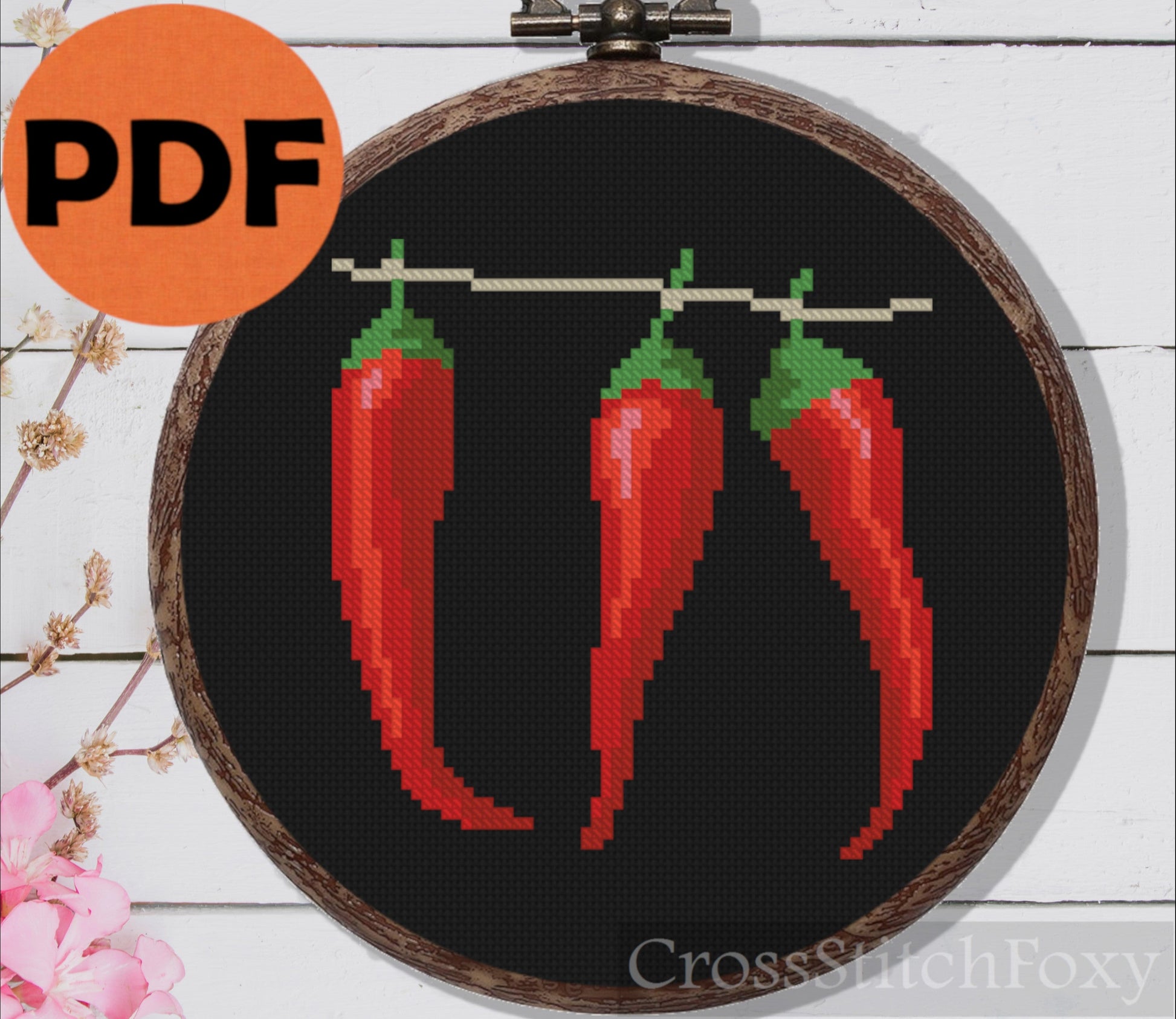 Bunch of Chili Peppers cross stitch pattern