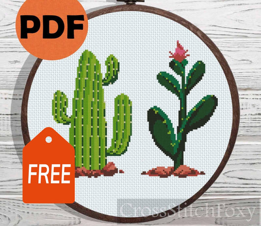 Cactus cross stitch pattern FREE