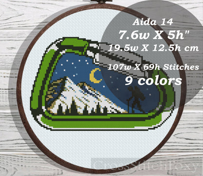Carabiner Night Landscape cross stitch pattern