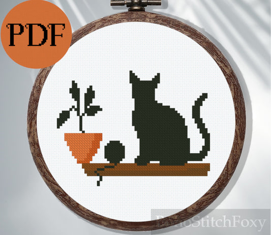 Kawaii Pocket Cat Easy Cross Stitch Pattern