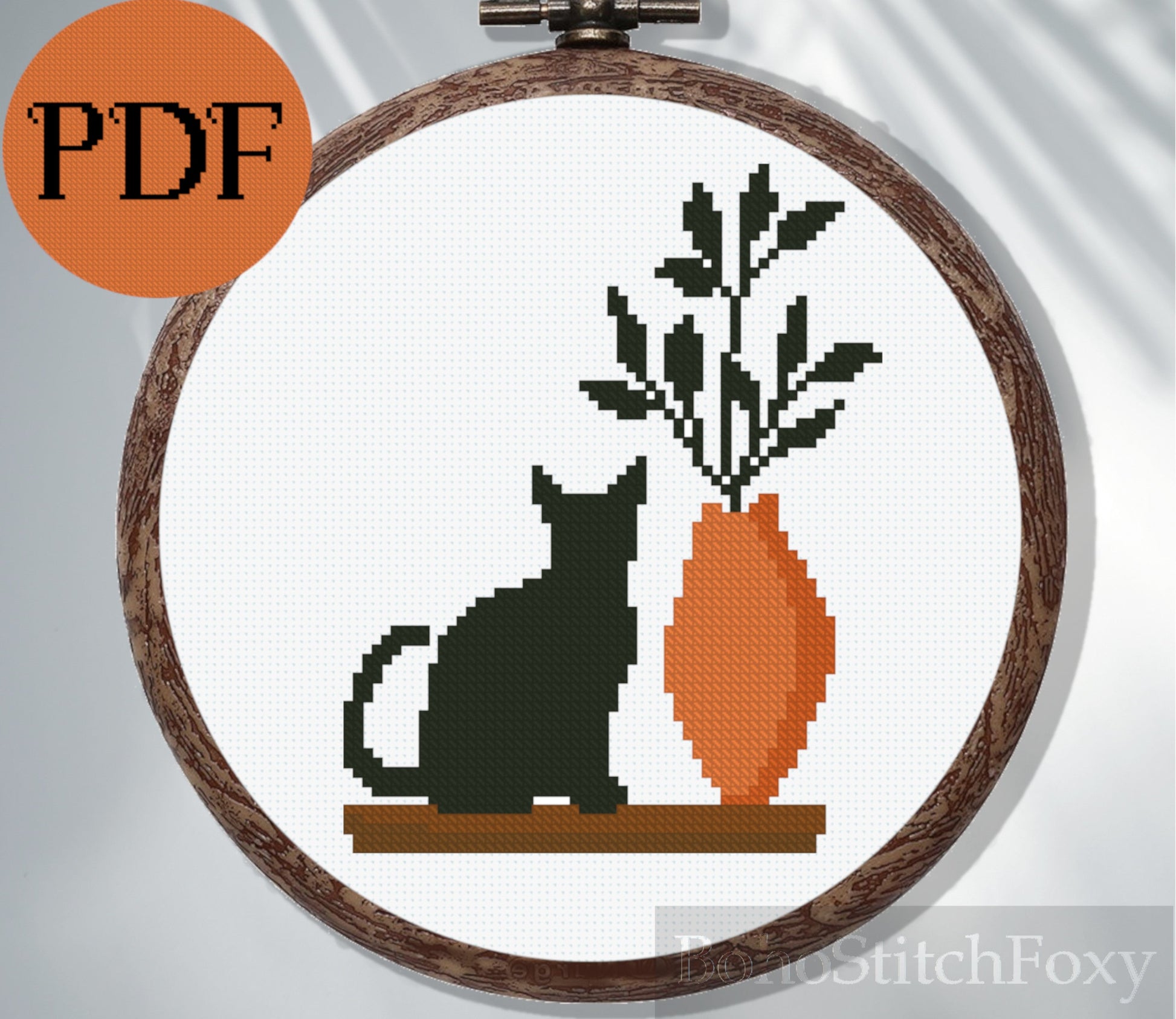 Cat Plant Cross Stitch Pattern – Cross Stitch Foxy