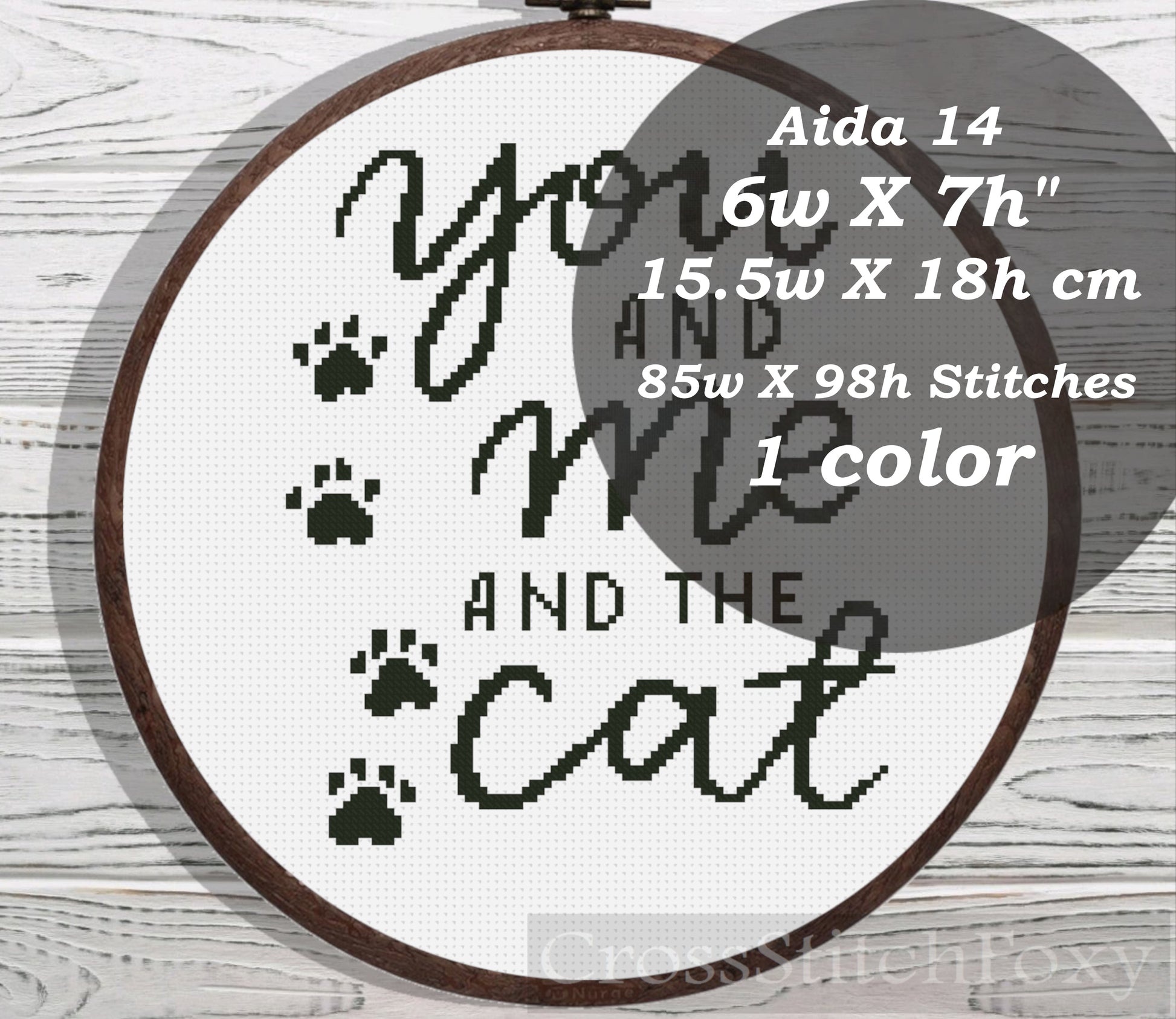 You And Me And The Cat cross stitch pattern