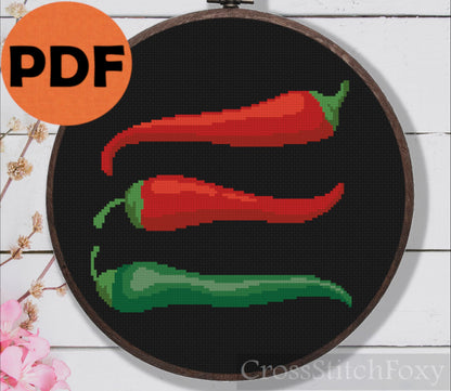 Chili peppers cross stitch pattern