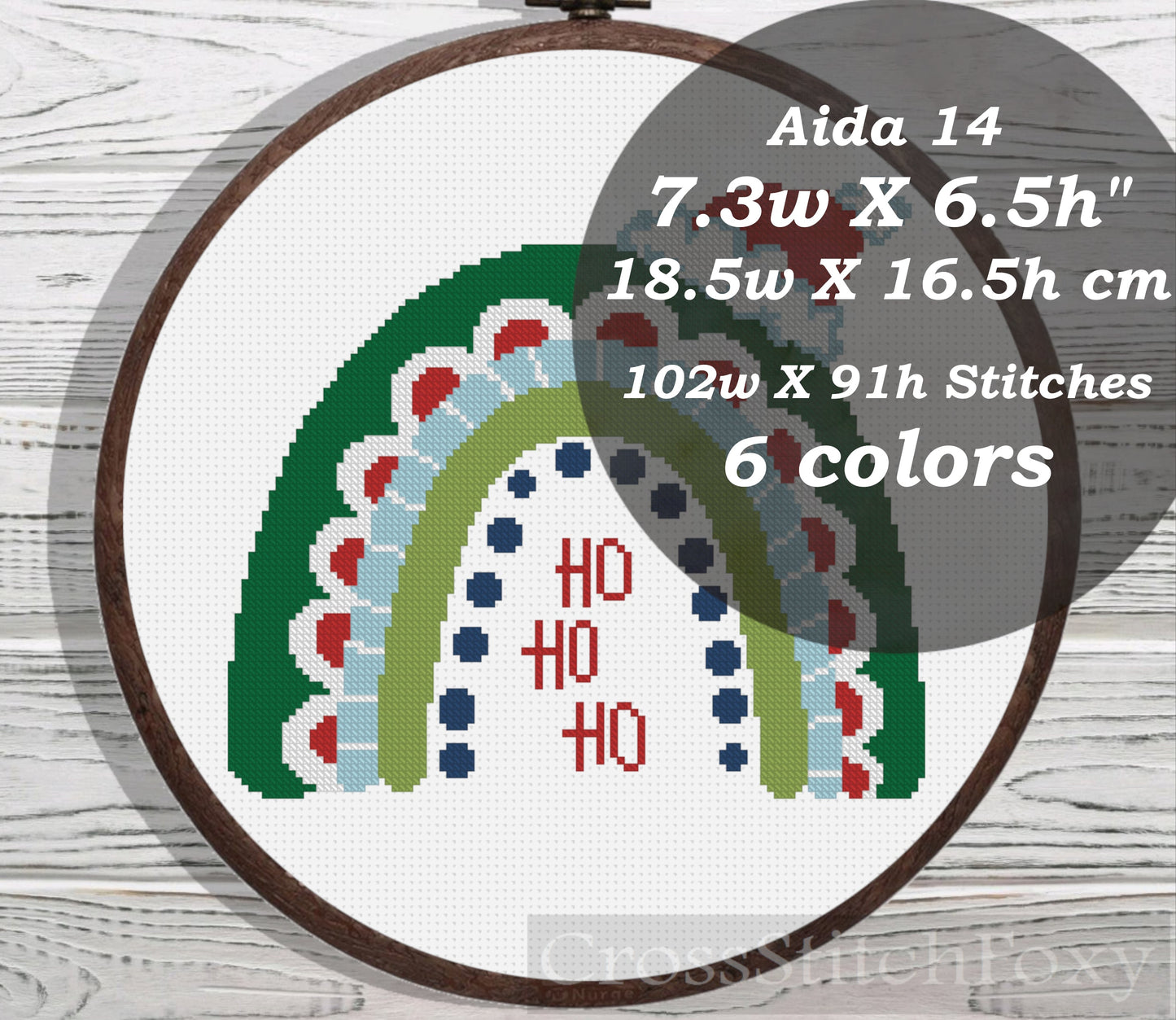 Christmas Boho Rainbow cross stitch pattern