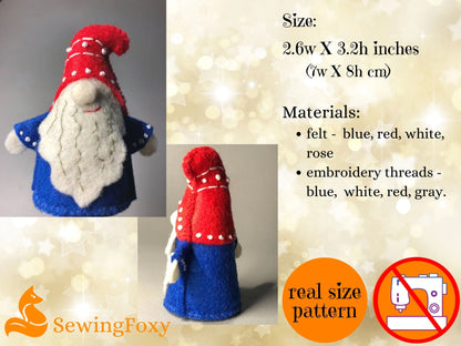 Christmas Gnome felt soft toy sewing pattern