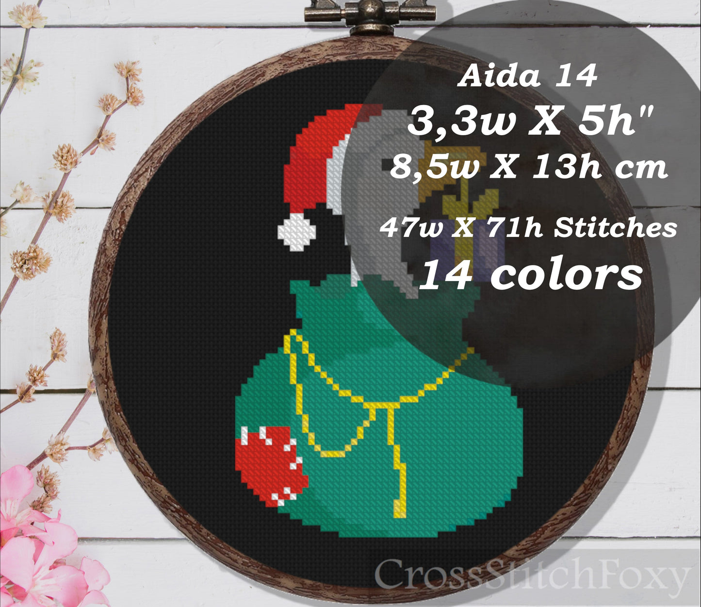 Christmas Goose With Gift Cross Stitch Pattern