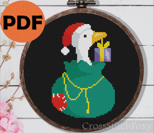 Christmas Goose With Gift Cross Stitch Pattern