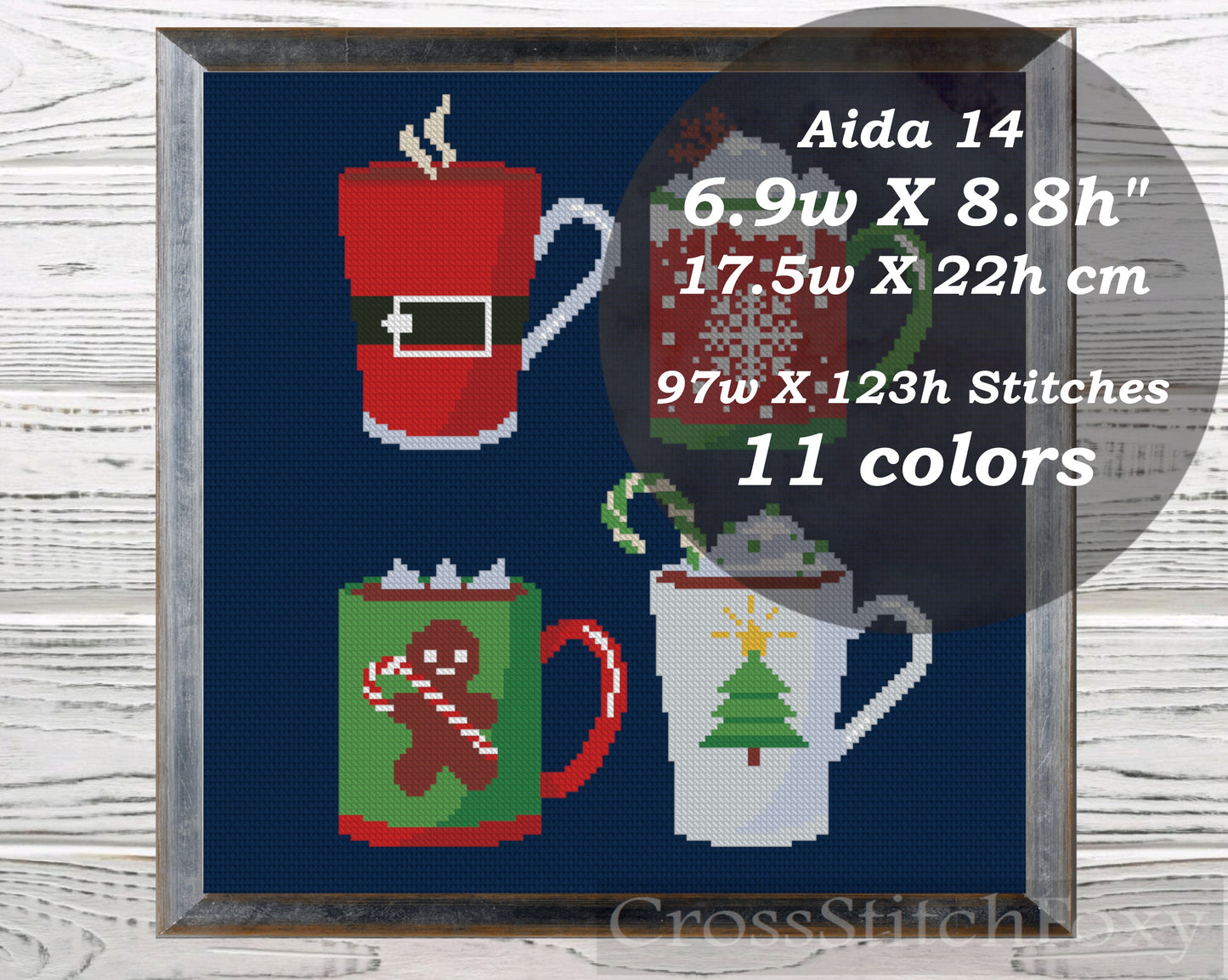 Christmas Mugs cross stitch pattern