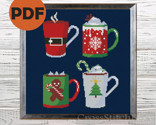 Christmas Mugs cross stitch pattern